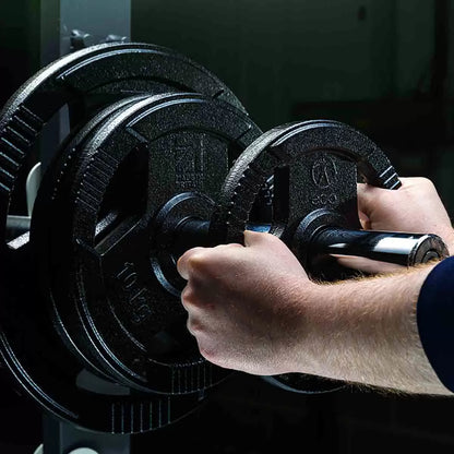 Marcy Made in Britain Eco Olympic Weight Set with 7ft Olympic barbell and eco-friendly weight plates for home strength training