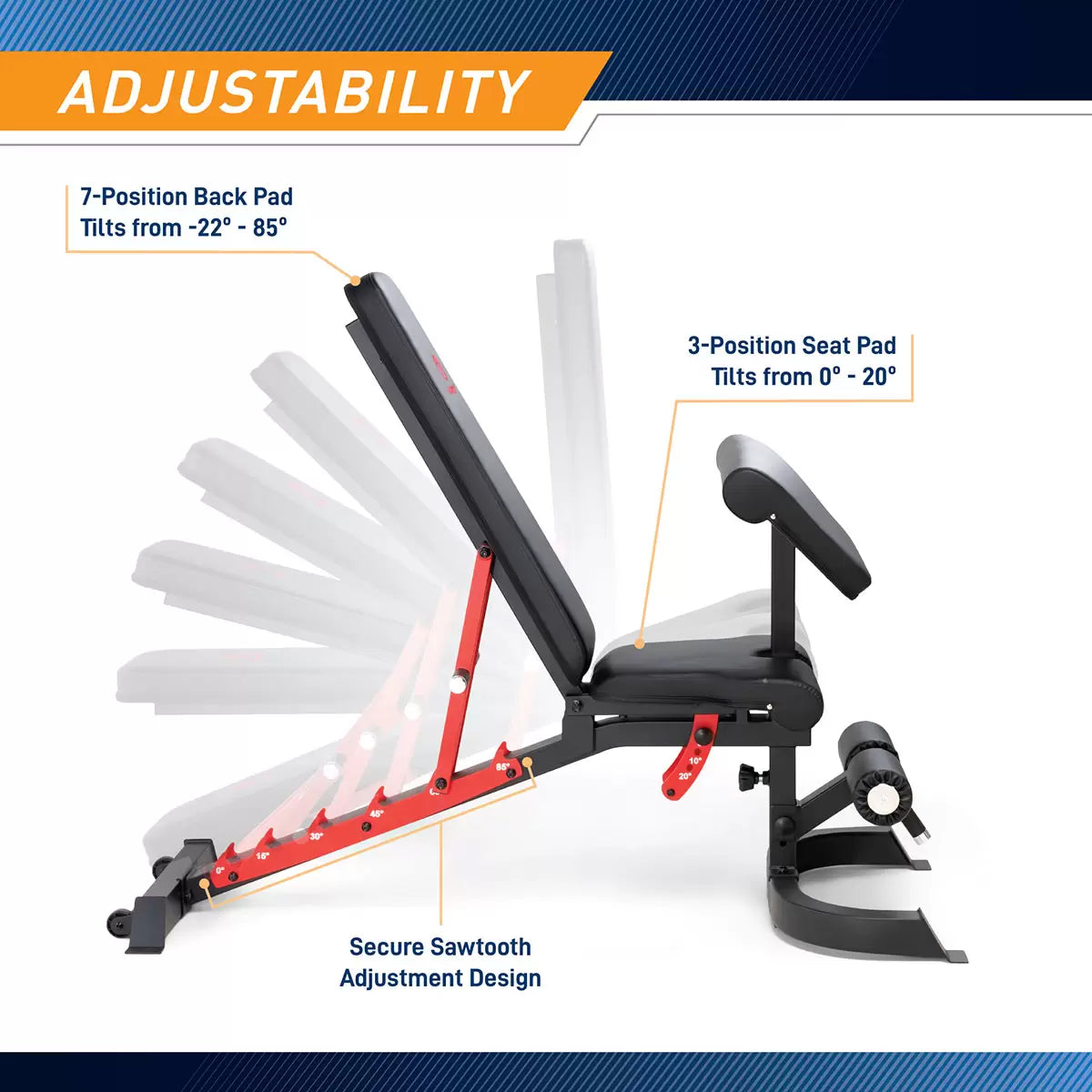 Marcy SB-7799 Deluxe Utility Bench with adjustable positions and padded support for home gym strength training