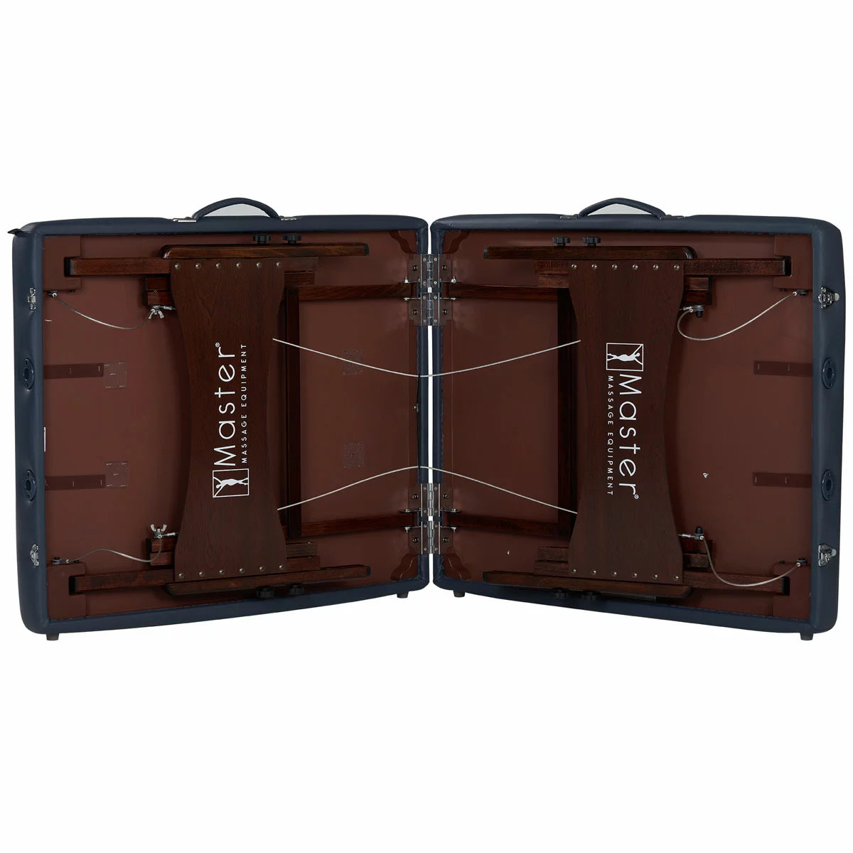 The Master Massage Roma II 76cm portable table in a neutral setting, displayed with its included armrest, bolster, and face cradle accessories.