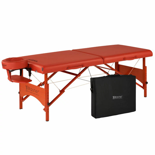 Master Massage Fairlane 64cm portable massage table with adjustable height and folding lightweight design for professional therapists