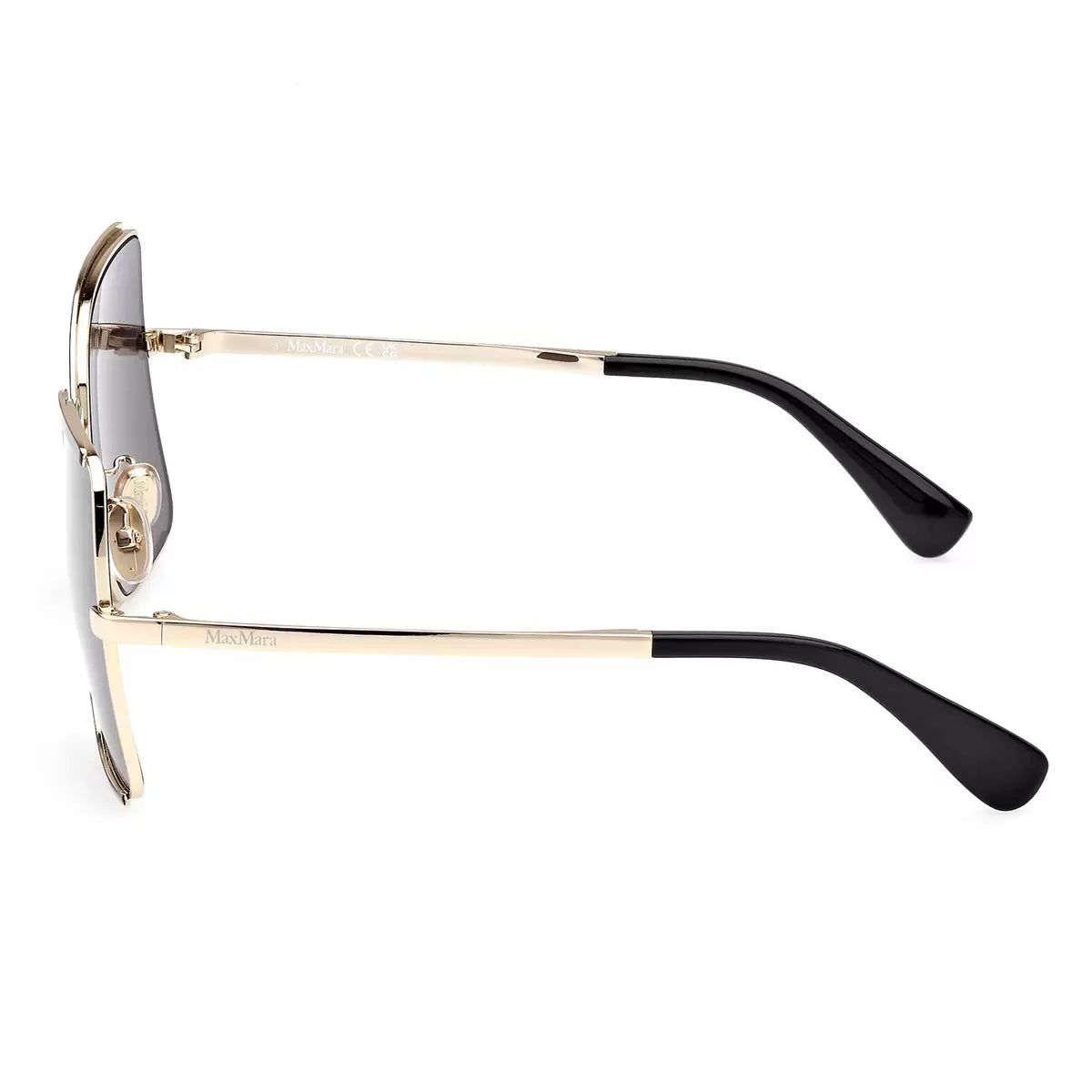 Front-facing view of the MaxMara MM0070H 32A sunglasses featuring a signature geometric frame and high-polish finish, captured in a clean, professional studio environment.