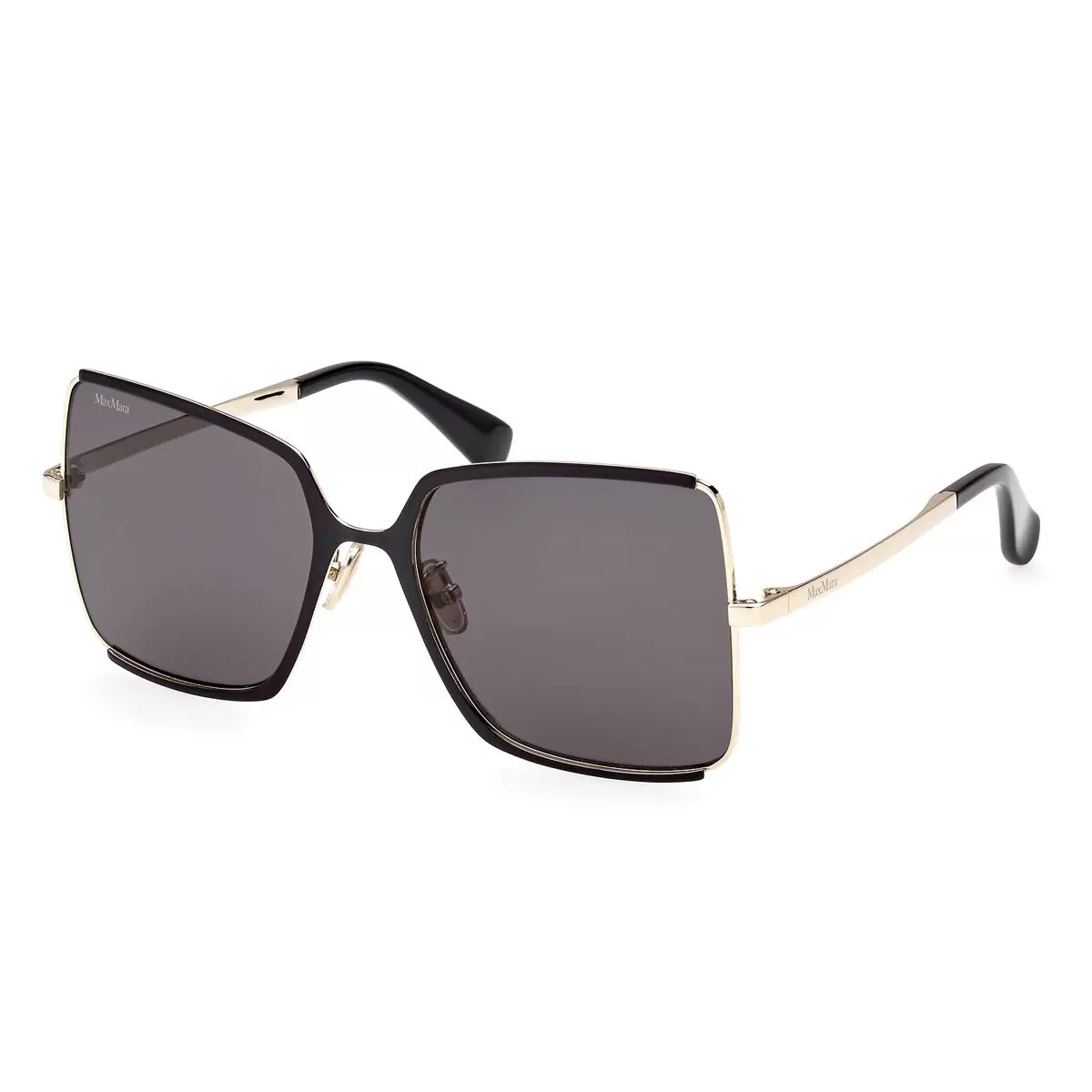 Front-facing view of the MaxMara MM0070H 32A sunglasses featuring a signature geometric frame and high-polish finish, captured in a clean, professional studio environment.