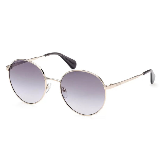 A high-resolution front view of the Max & Co MO0042 32B sunglasses featuring a refined, dark frame finish against a bright, minimalist studio backdrop.