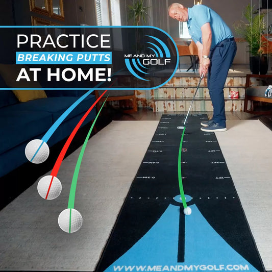 Putting mat with break simulation for indoor golf accuracy training - 1