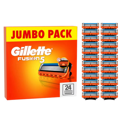 Gillette Fusion 5 Blades 24 Pack razor cartridges for smooth, close shaving and reduced skin irritation