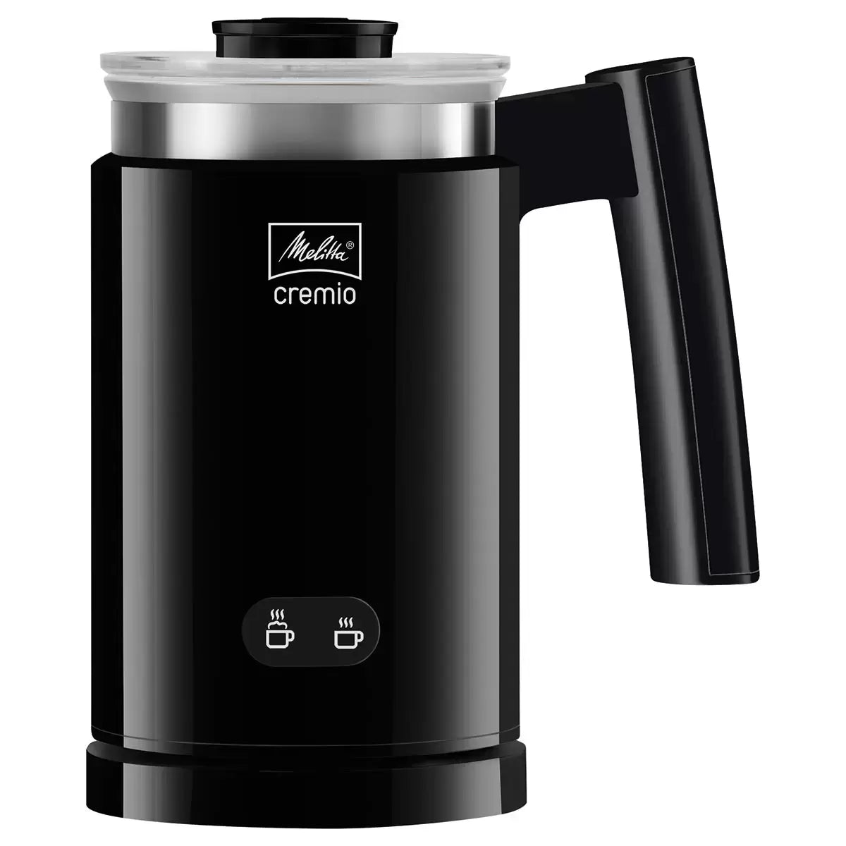 Black Melitta milk frother creating creamy hot milk foam  - 1