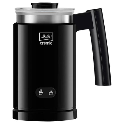 Black Melitta milk frother creating creamy hot milk foam  - 1