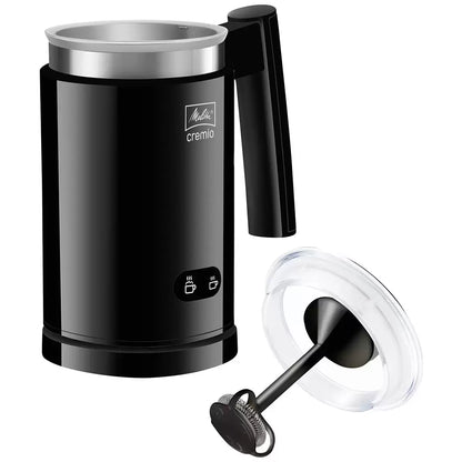 Black Melitta milk frother creating creamy hot milk foam  - 2