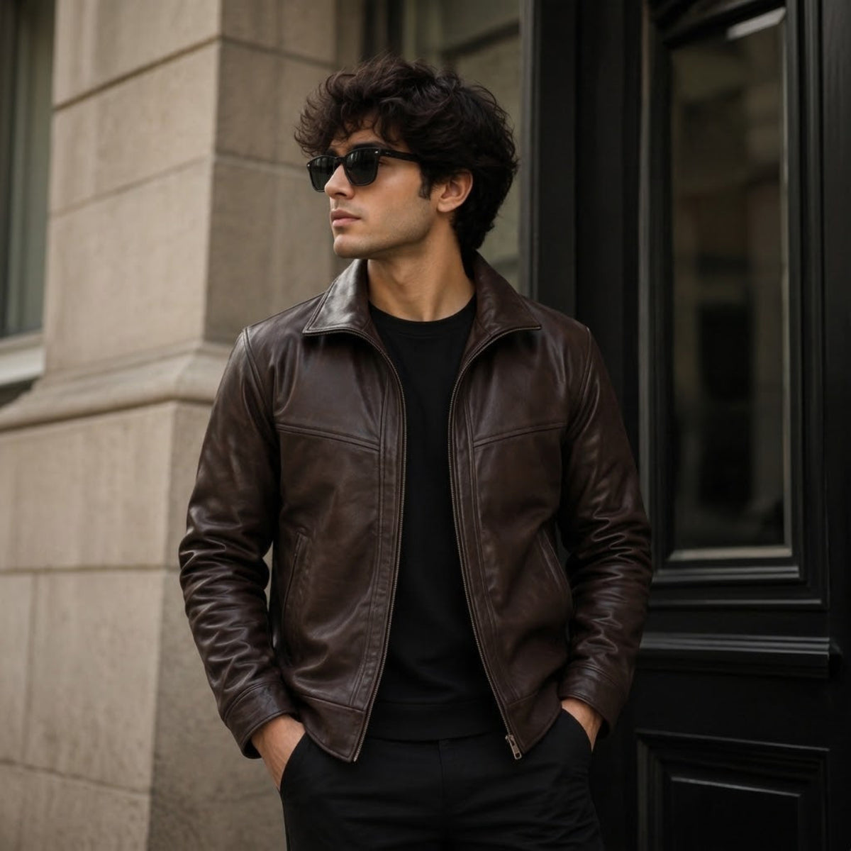 Men’s Premium Genuine Brown Leather Jacket – Timeless Real Hide Outerwear