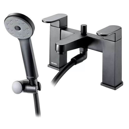 Methven Amio bath and shower mixer with chrome finish and modern water control design for contemporary bathrooms