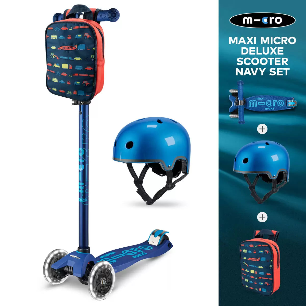 Kids LED scooter with helmet and lunch bag bundle - 2