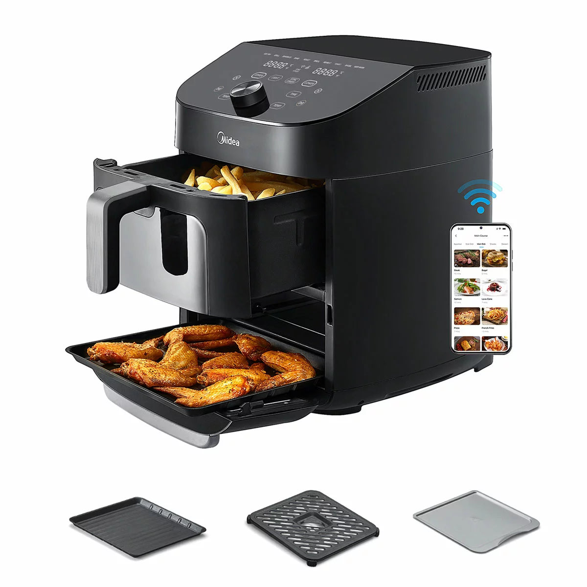 Midea dual basket air fryer cooking two meals simultaneously - 2
