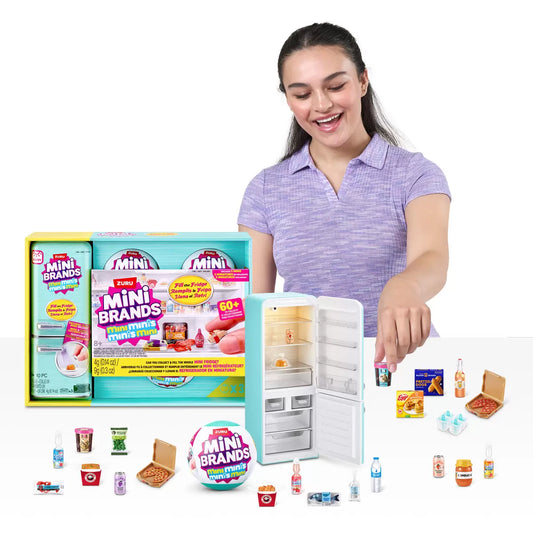 Mini Brands Fill the Fridge with 3 Capsules collectible mini grocery toys for kids with surprise unboxing and fridge organization play