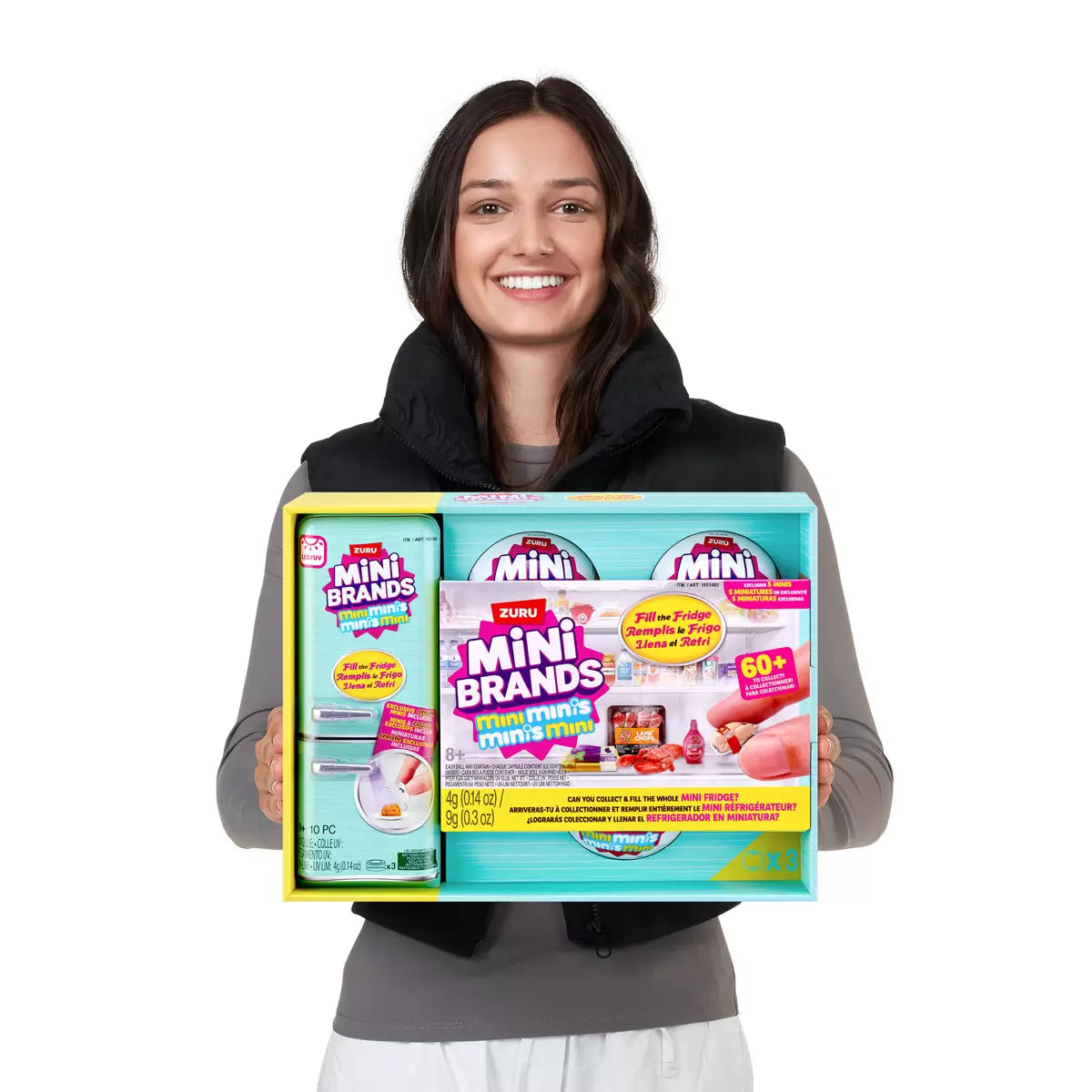 Mini Brands Fill the Fridge toy set with 3 surprise capsules and miniature collectible accessories for kids aged 8+/3