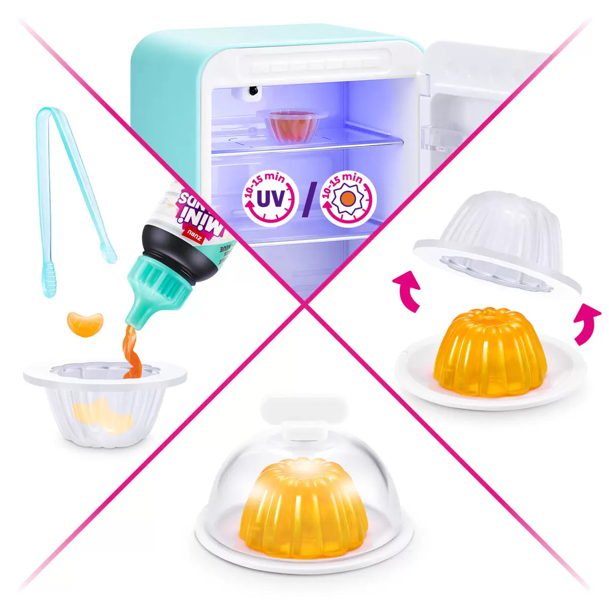 Mini Brands Fill the Fridge toy set with 3 surprise capsules and miniature collectible accessories for kids aged 8+/4