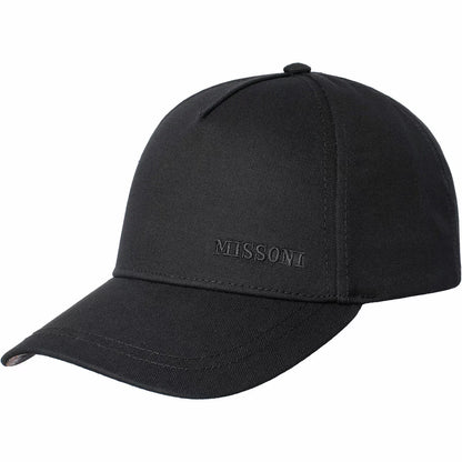 Front view of a dark navy Missoni men's cotton bucket hat featuring a soft textured finish on a neutral studio background.