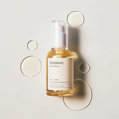 Two 60ml bottles of Mixsoon Bean Essence presented in their signature minimalist packaging.