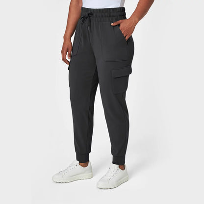 Mondetta Ladies Cargo Cuffed Jogger with stretch fabric, cargo pockets, and cuffed ankle design for comfortable everyday wear.