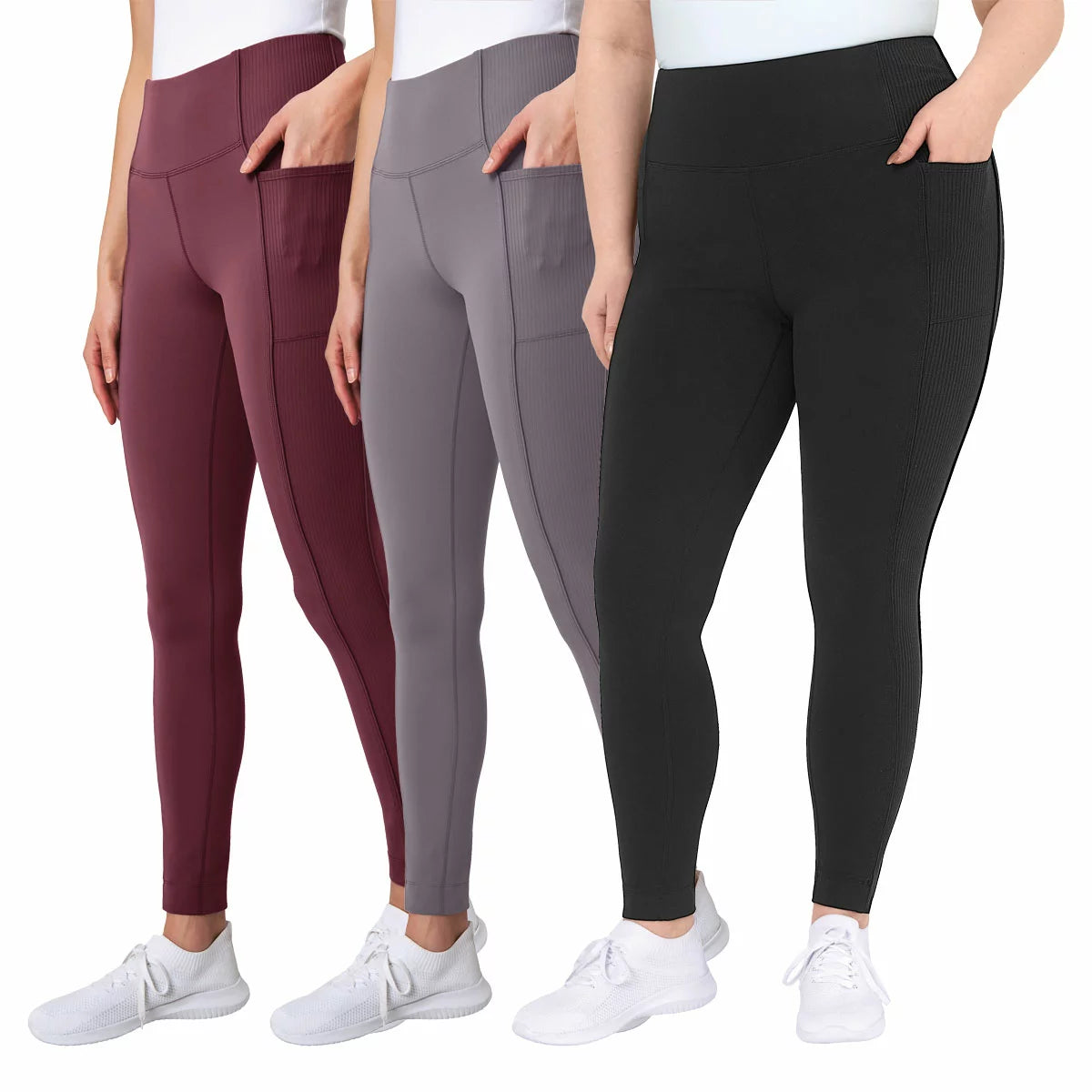 Mondetta Women's Ribbed Panel Tight with ribbed panel design, high-rise waistband, and stretch performance fabric for active lifestyles.