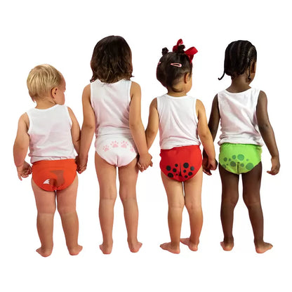 Pack of colorful My Little toddler training pants featuring soft cotton lining and playful character prints on a neutral background.