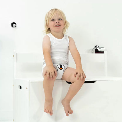 Pack of colorful My Little toddler training pants featuring soft cotton lining and playful character prints on a neutral background.