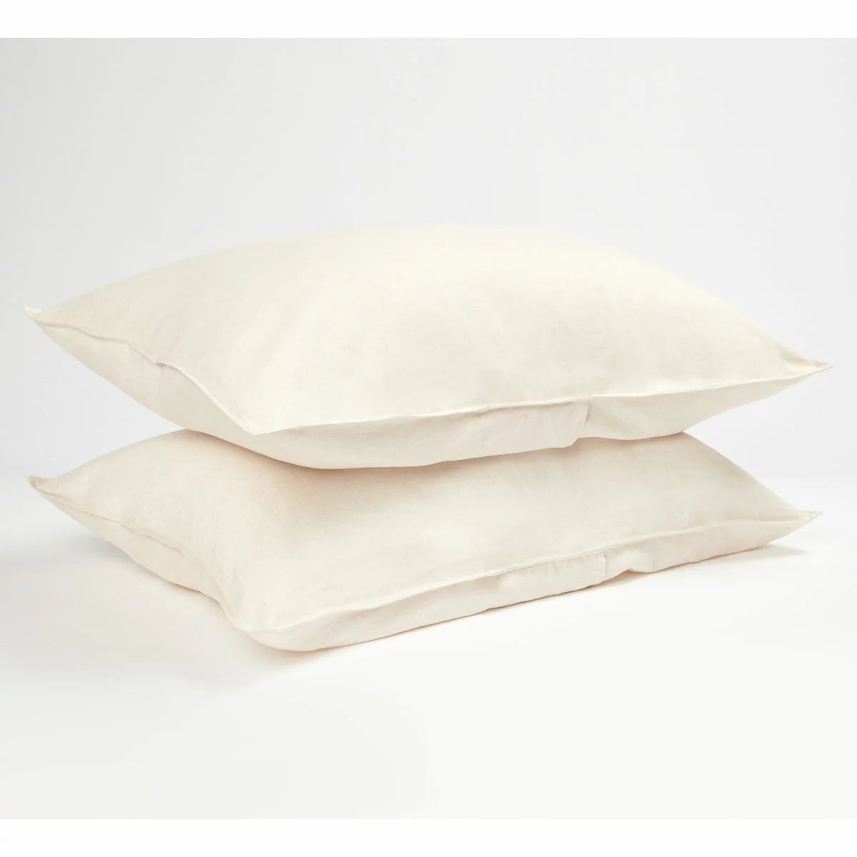 Panda Natural Bamboo and French Linen Duvet Cover Set on a bed showing crisp matte texture, Oxford pillowcase edges, and raw bamboo buttons.