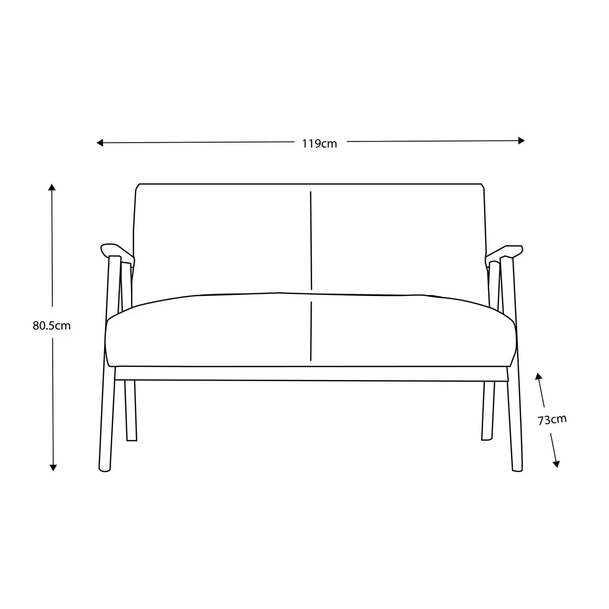 Front three-quarter view of the Gallery Neyland natural linen 2-seater sofa, showcasing its light-wash solid ash wood frame and soft textured natural cream linen cushions in a minimalist living room.