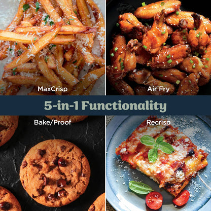 Ninja CRISPi PRO 5-in-1 Glass Air Fryer in two colours with glass cooking containers for healthy crispy cooking and versatile meal preparation.