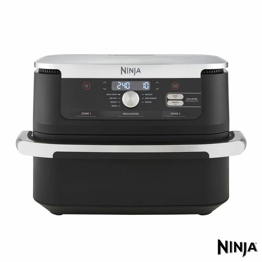 Ninja Foodi FlexDrawer Dual Air Fryer 10.4L AF500UK featuring flexible dual-zone cooking and extra-large family-sized capacity.