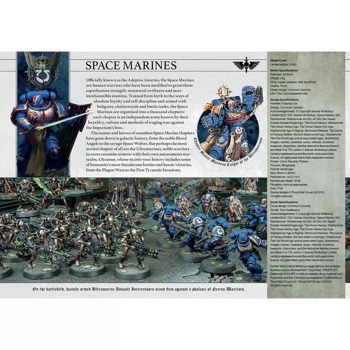 Official limited edition Warhammer 40,000 Medal Cover by Royal Mail collectible display item for fans and collectors