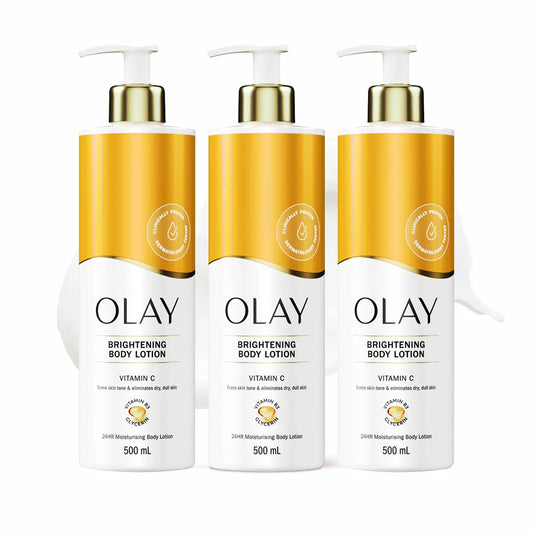 Olay Vitamin C body lotion 3 x 500ml for hydrating and brightening dry skin