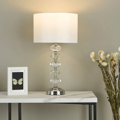 crystal chrome table lamp with ivory shade ambient lighting design