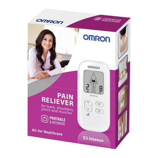 Omron E3 Intense portable TENS pain reliever device for muscle and joint pain therapy