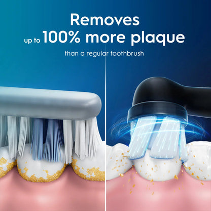 Oral-B iO 2 electric toothbrush in sleek Black, showcased with its charging base and protective travel case.