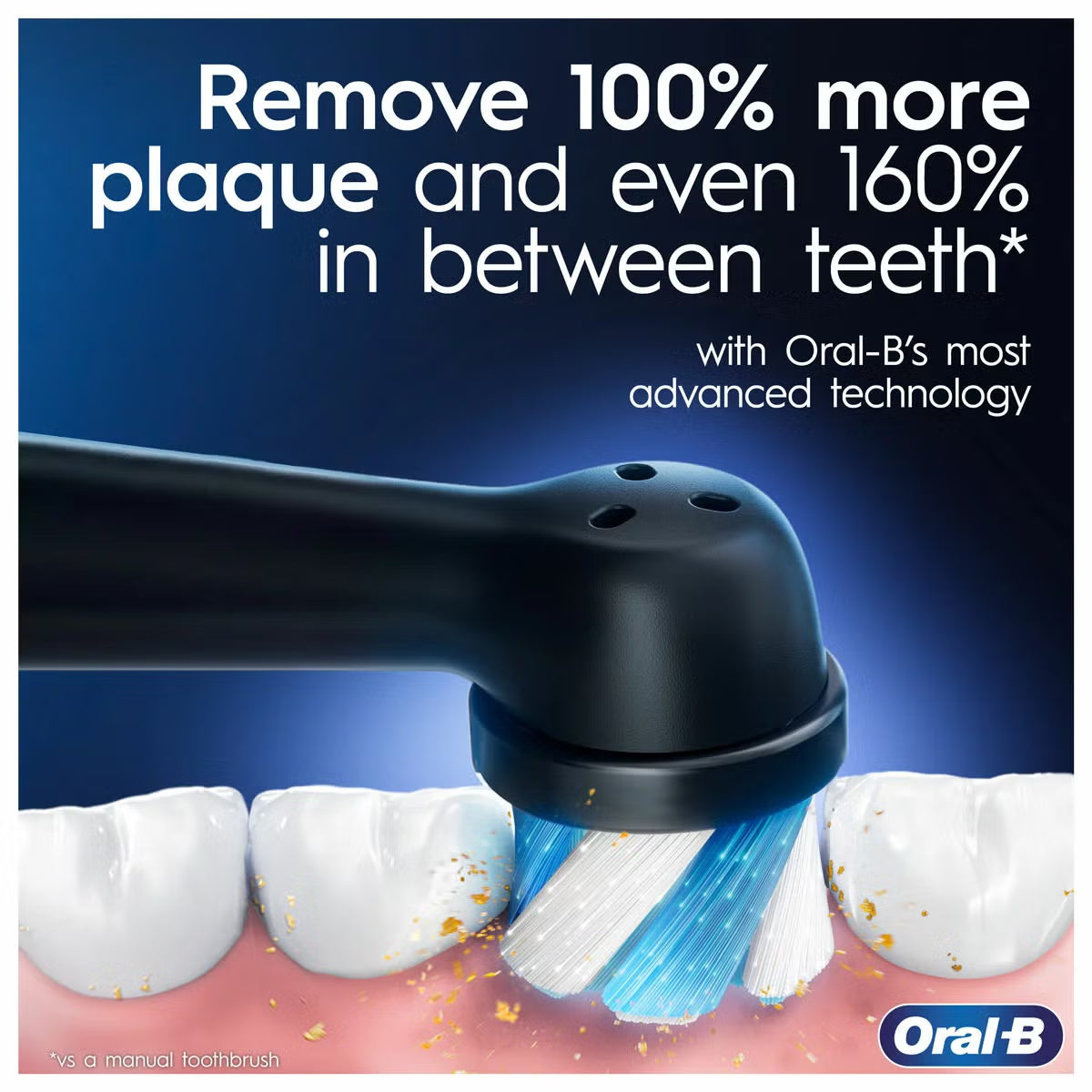 Oral-B iO Series 5 electric toothbrushes in Matt Black and Quite White standing upright with ultimate clean brush heads on a modern bathroom counter.