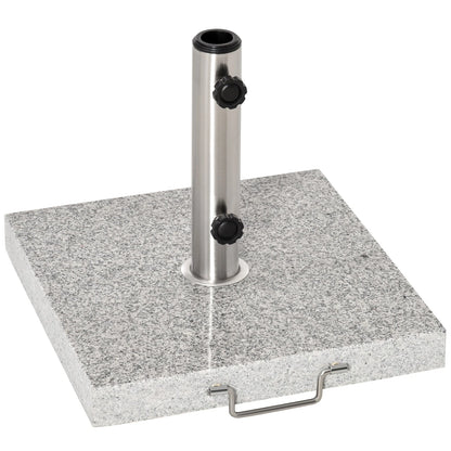 Outsunny umbrella base parasol holder 25kg outdoor wheel marble stand with side knob on a green garden lawn.  - 1