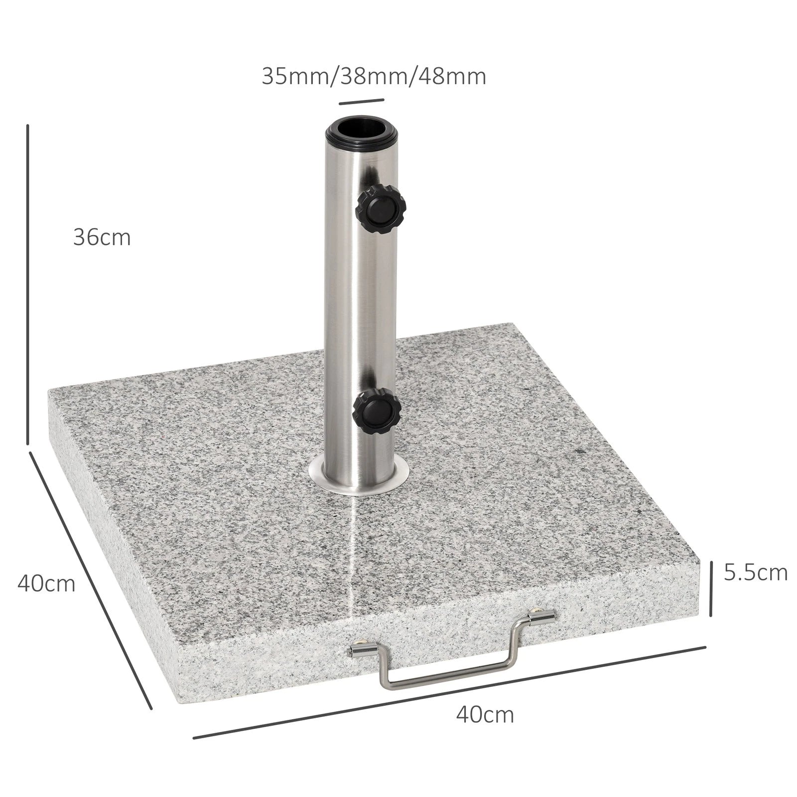 Outsunny umbrella base parasol holder 25kg outdoor wheel marble stand with side knob on a green garden lawn.- 3