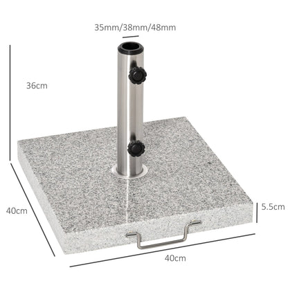 Outsunny umbrella base parasol holder 25kg outdoor wheel marble stand with side knob on a green garden lawn.- 3