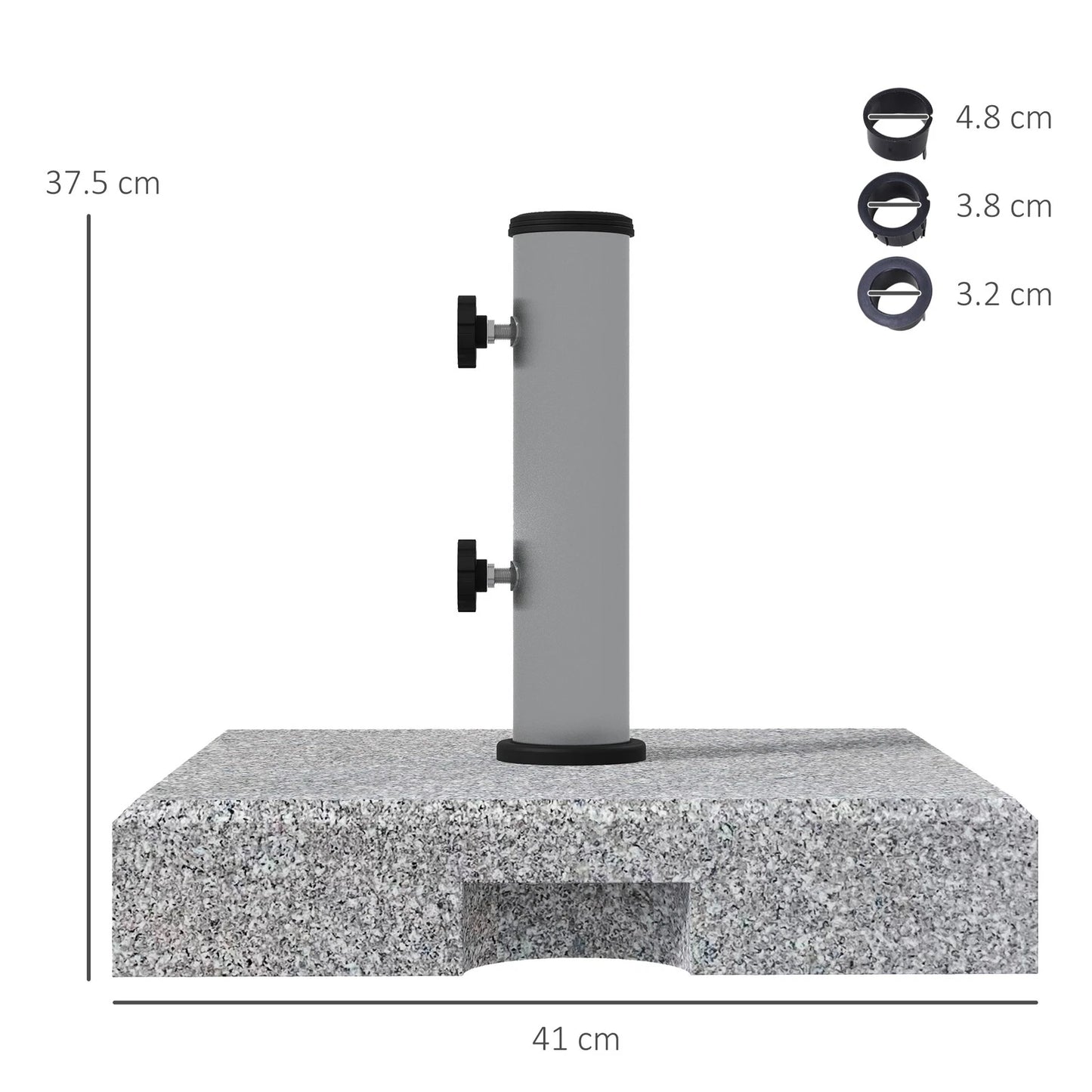 Outsunny 28kg heavy duty granite parasol base with wheels and retractable handle on an outdoor patio. - 2