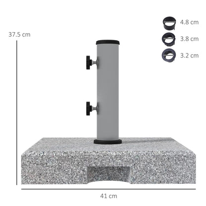 Outsunny 28kg heavy duty granite parasol base with wheels and retractable handle on an outdoor patio. - 2