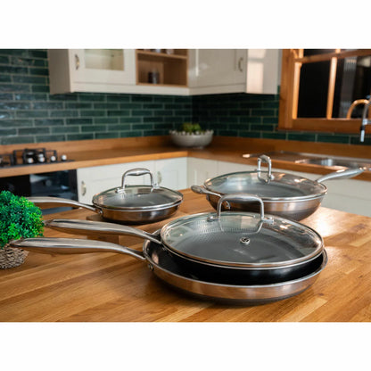 PRO STEEL Fusion 7 Piece Cookware Set with durable stainless steel construction and multiple pots and pans for everyday home cooking