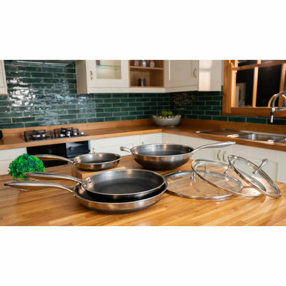 PRO STEEL Fusion 7 Piece Cookware Set with durable stainless steel construction and multiple pots and pans for everyday home cooking