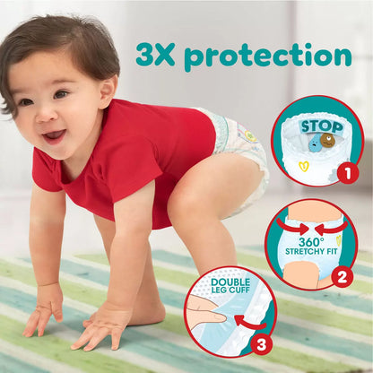 Pampers Baby Dry Pants Size 4 2 x 72 Pack with up to 12-hour dryness protection and comfortable fit for active babies