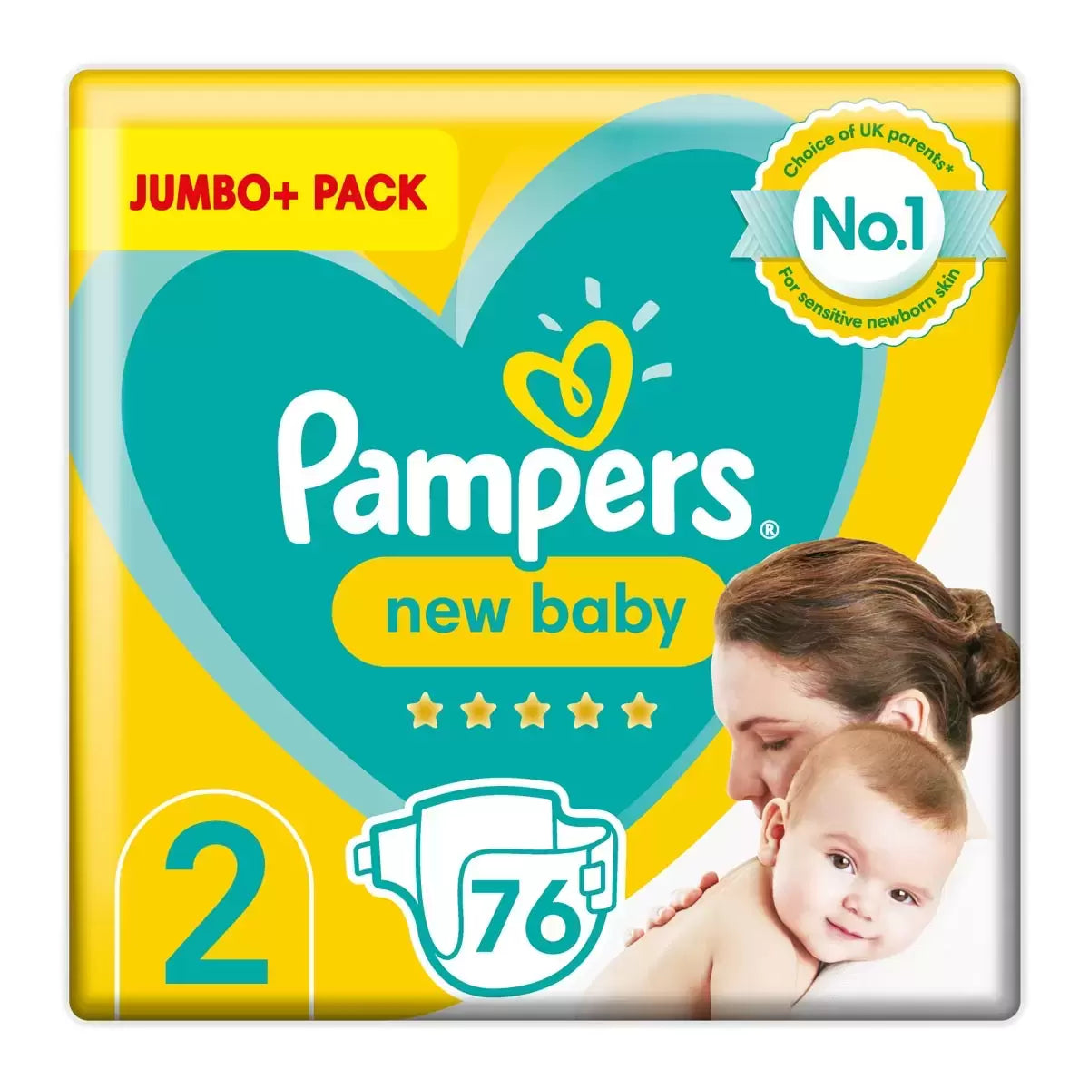 Pampers New Baby Nappies Size 2 Jumbo Plus 76 Pack for newborn babies 4-8kg with soft leak protection and comfortable fit