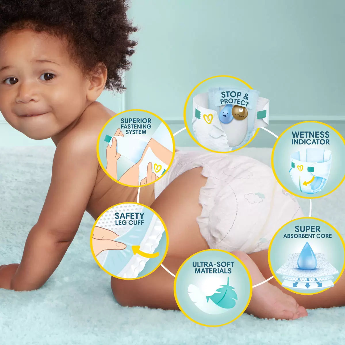 Pampers Premium Protect New Baby Size 3 nappies 70 pack with ultra-soft material and leak protection for newborn babies