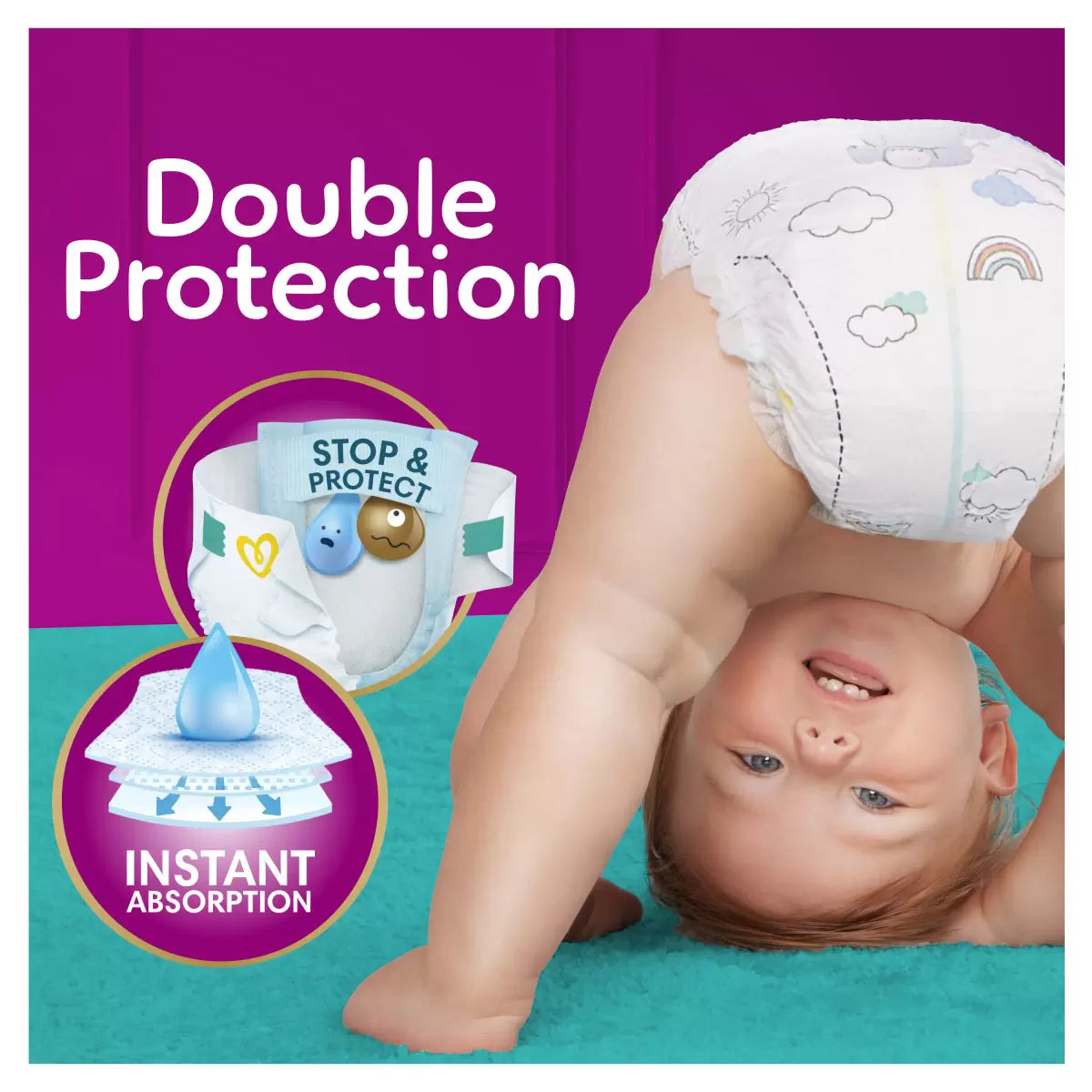 Pampers Premium Protection Size 4 baby nappies 174 pack with ultra-soft comfort and long-lasting leak protection for babies 9-14kg