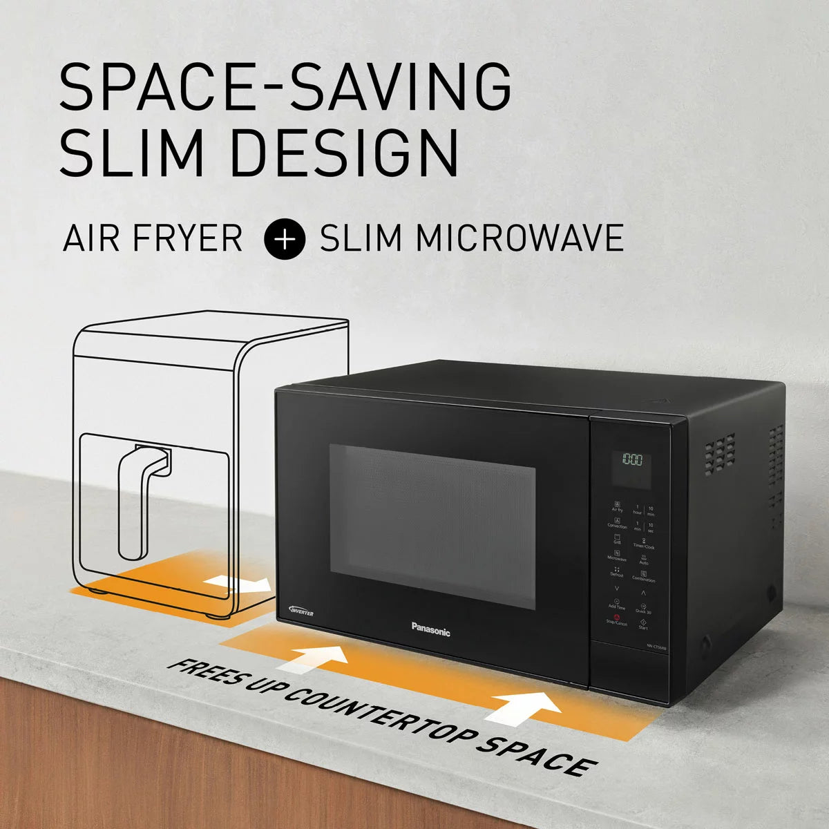 Panasonic NN-CT56RBBPQ 27L 4-in-1 Combination Microwave in black with microwave, grill, convection oven, and combination cooking functions