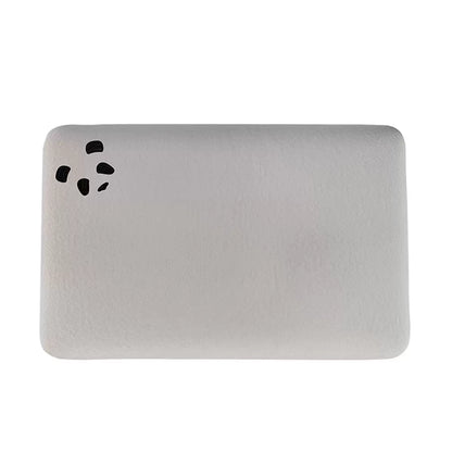 Panda Children's Memory Foam Bamboo Pillow featuring a white plush bamboo cover with the panda logo embroidered near the seam, set against a cozy kids bedroom backdrop.