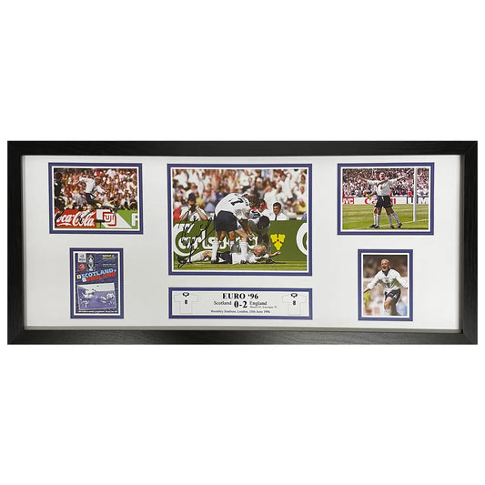 Paul Gascoigne hand-signed 30x12 inch panoramic storyboard celebrating his iconic Euro '96 goal.