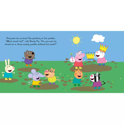 Front view of the ten Peppa Pig paperback picture books arranged neatly in a fan array against a clean white backdrop.